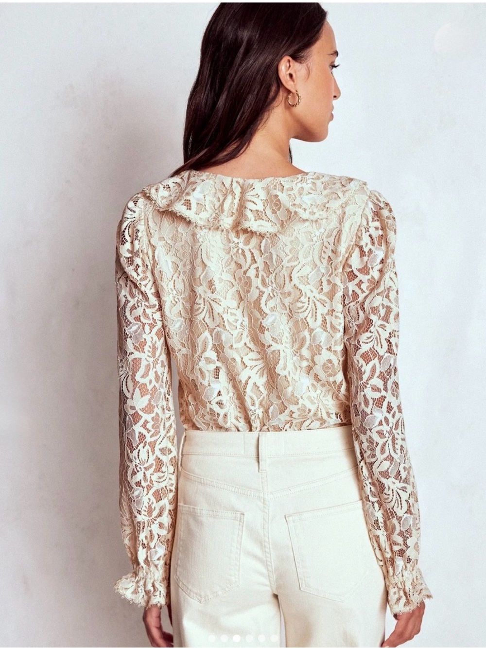 Boden Knit Lace Ruffle Top New with Tags US Size 8 Cream Victorian Romantic - Picture 7 of 13